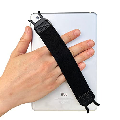 EGO Security Hand-Strap for 9-10 Inch Tablets - iPad Pro/Air/Kindle Fire HD/Samsung/Lenovo, Versatile Hand Strap Lightweight Finger Grip Holder (Black) - color: Black