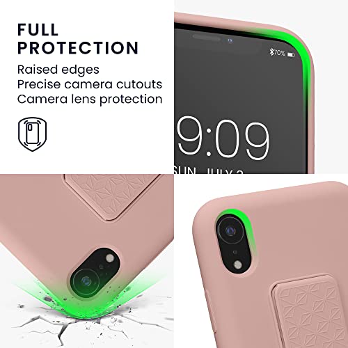 kwmobile Case for Apple iPhone XR Case - Soft TPU Cover with Silicone Coating - with Hand Strap and Stand Function - Shockproof - Dusty Pink - color: dusty pink