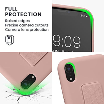 kwmobile Case for Apple iPhone XR Case - Soft TPU Cover with Silicone Coating - with Hand Strap and Stand Function - Shockproof - Dusty Pink - color: dusty pink