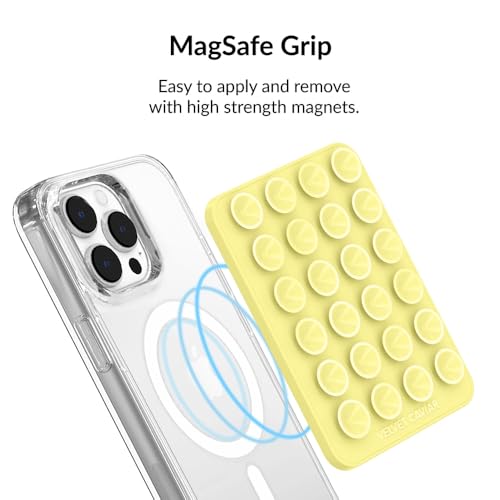 Velvet Caviar Suction Cup Phone Case Mount Compatible with MagSafe Devices Only - Magnetic Silicone Sticky Phone Grip Holder for iPhone Back of Phone - Mirror Gripper (Butter Yellow) - color: Butter Yellow