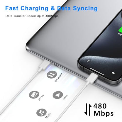 iPhone 17 16 15 Charger Fast Charging 10FT, 20W USB C Charger Block & Cable - color: White