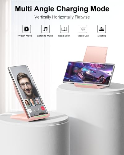 NANAMI Wireless Charger - Wireless Charging Stand Compatible with iPhone 18 Pro/18 Pro Max/17/17 Air/16/15/14/13/12, 10W Phone Charger Dock Desktop Charging for Samsung Galaxy S26/S26+/S25/S24/S23 - color: Pink