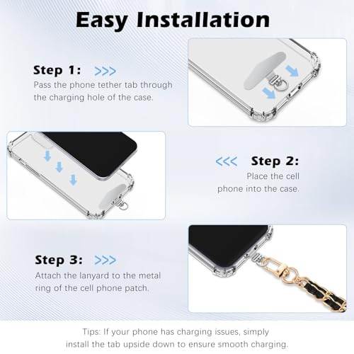 MoKo 2 Pack Metal Phone Tether Tabs, Rotatable 360° Phone Lanyard Patch - color: Light Silver