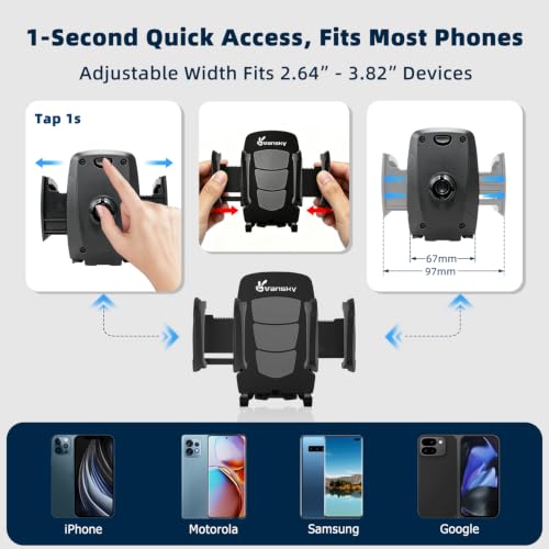 Vansky 3-in-1 Car Phone Holder: 3 Mountings - Fits Windshield Dash Vent