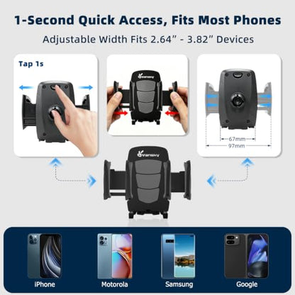 Vansky 3-in-1 Car Phone Holder: 3 Mountings - Fits Windshield Dash Vent