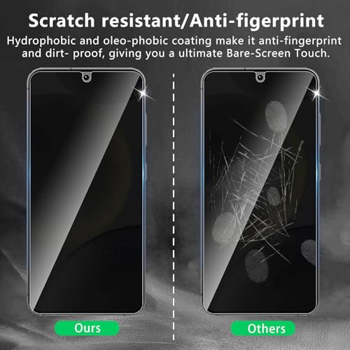 CJY For Samsung Galaxy S25 Anti Spy Privacy Screen Protector, 2+2 Pack Tempered Glass with Camera Lens Protector, 9H Hardness, Fingerprint ID Compatible, Case Friendly HD Privacy Glass - color: Samsung Galaxy S25 Privacy