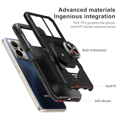 Phone Case for Cricket Outlast 5G/ATT Motivate Pro 5G with Screen Protector | AT&T Motivate Pro 5G Phone Case Magnetic Ring Stand Design,Dual Layer Shockproof Military Grade Protection Black