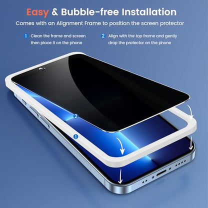 Fotbor Privacy Screen Protector for iPhone 13 Pro with Camera Lens Protector [2+2 Pack], with Easy Installation Kit, Anti Spy Private Full Coverage Tempered Glass Film 6.1Inch, Bubble Free - size: iPhone 13 Pro-6.1 inch