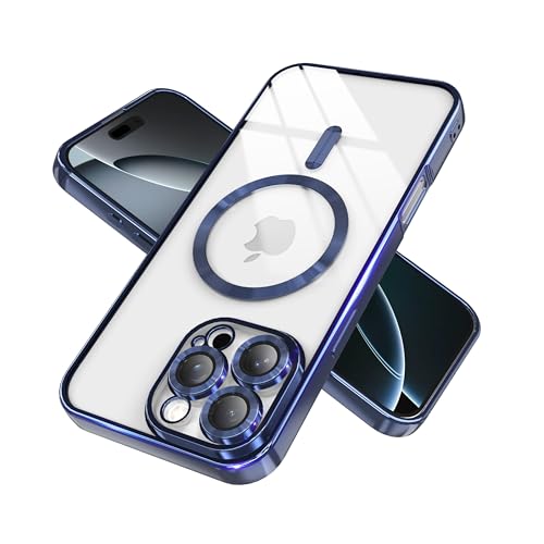 IAIYOXI Magnetic Clear Case for iPhone 11 with Full Camera Lens Protection,Compatible with MagSafe,Plating Soft TPU Phone Case,Anti-Scratch Shockproof Slim Cover for Women Gilrs Men - Navy Blue - color: Navy Blue, size: iPhone 11