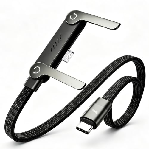 USB-C to Light-ning Fast Cable with Invisible Phone Stand, 90° Flat Cord - size: 1Pcs, C to L