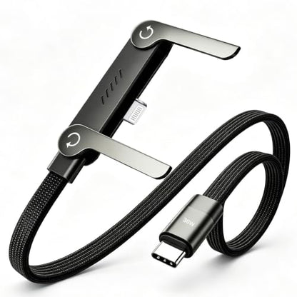 USB-C to Light-ning Fast Cable with Invisible Phone Stand, 90° Flat Cord - size: 1Pcs, C to L