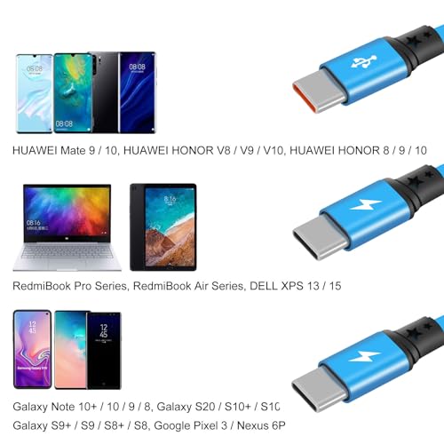 USB C Splitter Multi Charging Cable,3 in 1 Fast Charging Cord,3.3Ft 3 Pack - color: Blue