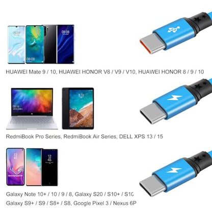 USB C Splitter Multi Charging Cable,3 in 1 Fast Charging Cord,3.3Ft 3 Pack - color: Blue