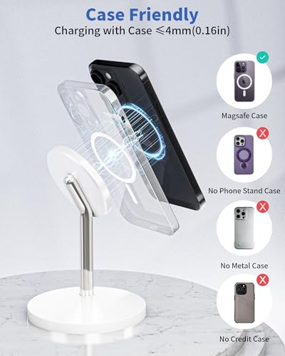 Magnetic Wireless Charger Stand, 25W Fast Mag Safe Charger iPhone Stand, 6FT Magnet Wireless Charging Station Pad with 35W Adapter for iPhone 17 Air 17 Pro 17 Pro Max 16 15 14 13 12, AirPods Pro 2/3/4 - color: White
