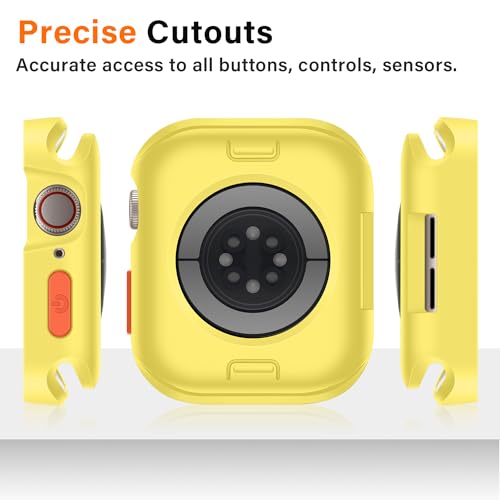 Amizee Rugged Case Compatible with Apple Watch Case Series 9/8/7 41mm SE 3/2/1 Series 6/5/4 40mm, Soft TPU Shockproof Bumper Drop Proof Protective Cover Compatible with iWatch - Yellow - color: Yellow, size: 40mm/41mm