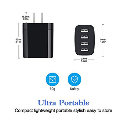 iPhone Charger Block, 4.8A Multi Port USB Wall Charger Plug Power Adapter - color: all black