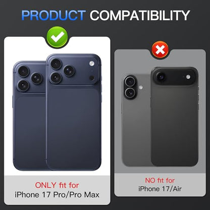 Suoman for iPhone 17 Pro/Pro Max Camera Lens Protector-Black - color: Glitter-Black