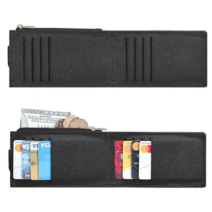 Chelmon Women's RFID Slim Card Holder Wallet | Thin Bifold Multi Card Case with Zipper Coin Pocket Purse for Women(Black) - color: Black