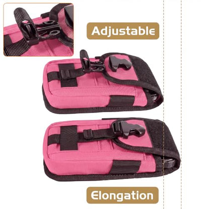 2 Pack Tactical Phone Holster Pouch, Smartphone Pouch Case Molle Attachment Belt Holder for 4.7"-6.9" Phone with US Flag Patch for iPhone 18 Pro Max/17/16/15/14 Pro Max - color: Hot Pink