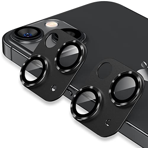 Korecase [2 Pack] Camera Lens Protector for iPhone 14/15 & iPhone 14 Plus /15 Plus Metal Tempered Glass Camera Film Cover, Strong Adhesion, 9H Hardness Anti-Scratch Rear Camera Lens Cover Midnight - color: Midnight Black