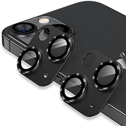 Korecase [2 Pack] Camera Lens Protector for iPhone 14/15 & iPhone 14 Plus /15 Plus Metal Tempered Glass Camera Film Cover, Strong Adhesion, 9H Hardness Anti-Scratch Rear Camera Lens Cover Midnight - color: Midnight Black