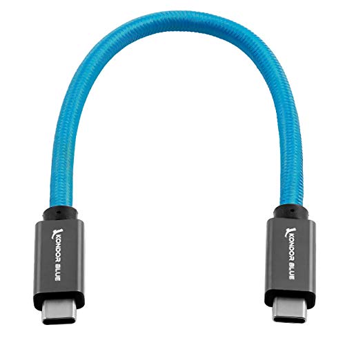 KONDOR BLUE 8.5" Straight USB C 3.1 GEN 2 10 Gb/s 100W | Braided Cable for 8K Data and Power Delivery - color: Blue
