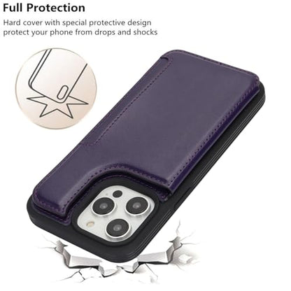 iCoverCase Compatible with iPhone 13 Pro Max Phone Case with Card Holder, Wallet Case for Women Men RFID Blocking PU Leather Protective Case 6.7 Inch (Dark Purple) - color: Dark Purple