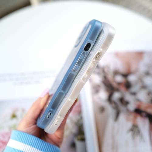 Glitter case for iPhone 13/14 Wavy Edge Blue | Bling Sparkle Glitter，Wavy Edge，Full Protection Soft TPU，Kawaii Cute Phone Case for Women Girls - color: Blue