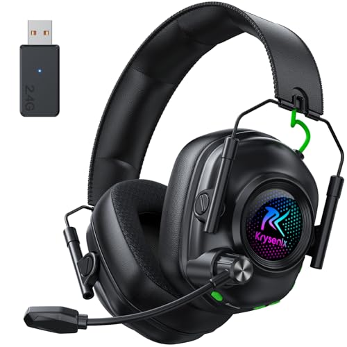 Krysenix Wireless Gaming Headset for PC, PS5, PS4, Switch, Mac - Black - color: Black