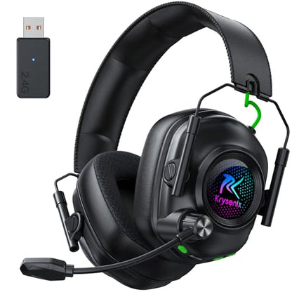 Krysenix Wireless Gaming Headset for PC, PS5, PS4, Switch, Mac - Black - color: Black