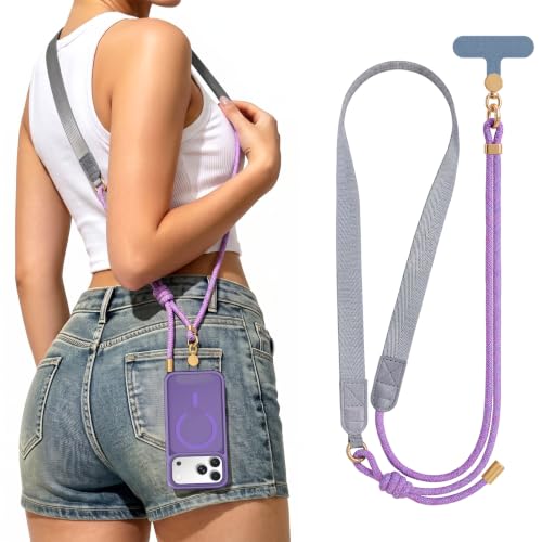 Phone Lanyard Crossbody Adjustable Strap for Travel Outdoor Purple - color: Purple