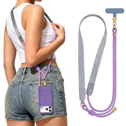 Phone Lanyard Crossbody Adjustable Strap for Travel Outdoor Purple - color: Purple