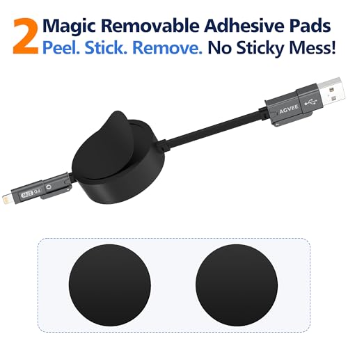 AGVEE 1.6ft Fixed / 2.3ft Extend One-End Retractable Multi Charging Cable - size: 1.6ft Fixed / 2.3ft Extend