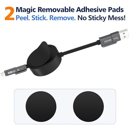 AGVEE 1.6ft Fixed / 2.3ft Extend One-End Retractable Multi Charging Cable - size: 1.6ft Fixed / 2.3ft Extend