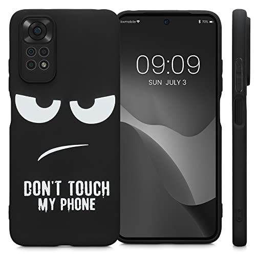 kwmobile TPU Silicone Case Compatible with Xiaomi Redmi Note 11 / Note 11S - Case Soft Cover - Don't Touch My Phone White/Black - size: Redmi Note 11 / Note 11S