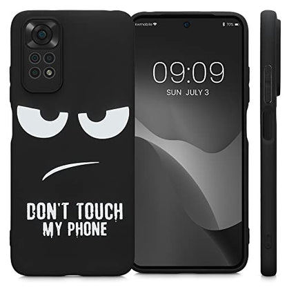 kwmobile TPU Silicone Case Compatible with Xiaomi Redmi Note 11 / Note 11S - Case Soft Cover - Don't Touch My Phone White/Black - size: Redmi Note 11 / Note 11S
