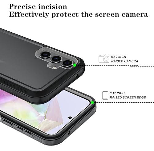 Qinmay Phone Case for Samsung Galaxy A37 5G Case with HD Screen Protector, Heavy Duty Shockproof & Dropproof 3-Layer Cover Phone Case for Galaxy A37,BlackGrey - color: BlackGrey