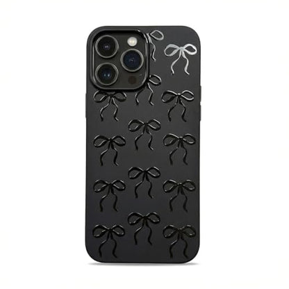 Black Case Compatible with - iPhone 12 Mini - Ribbon Bow Cover Silicone Bumper Elegant Trendy Dark Coquette Aesthetic Matte Rubber Pretty Pattern Girly Feminine Cute Fashion Kawaii for Her - color: Ribbon Bow, size: iPhone 12 Mini