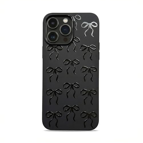 Black Case Compatible with - iPhone 14 - Ribbon Bow Aesthetic Matte Trendy Shockproof Slim Cover Cute Coquette Soft Girl TPU Rubber Silicone Protective Aesthetic Accessory Kawaii - color: Ribbon Bow, size: iPhone 14
