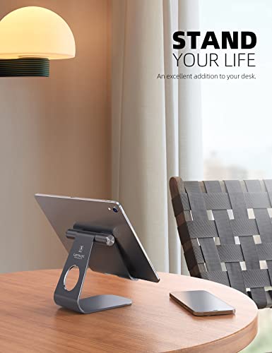 Lamicall iPad Stand Adjustable Tablet Holder, Sturdy Aluminum, Multi-Angle - color: Gray