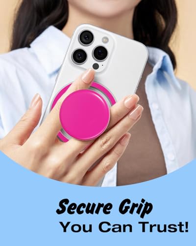 Svanove Magnetic Cell Phone Grip Compatible with Magsafe, Collapsible Phone Stand Holder Round Expanding Kickstand for iPhone Samsung Mobile Phones, Cute Soft Silicone Glossy Jelly, Neon Hot Pink - color: Hot Pink, style: Magnetic