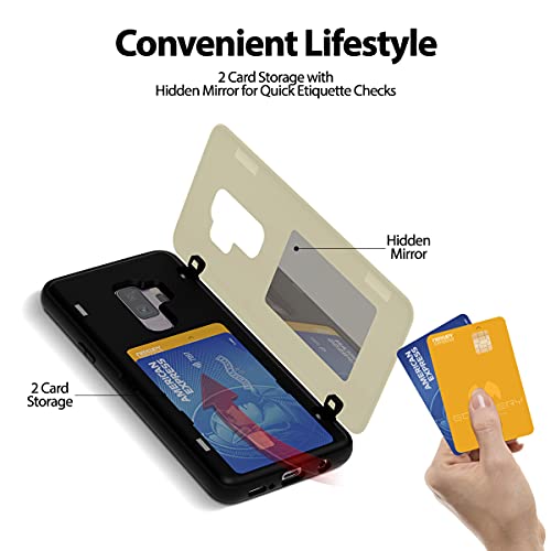 GOOSPERY Magnetic Door Bumper Compatible with Galaxy S9 Plus, Card Holder Wallet Case Easy Magnet Auto Closing Protective Dual Layer Sturdy Phone Back Cover - Navy - color: White, size: Galaxy S9 Plus