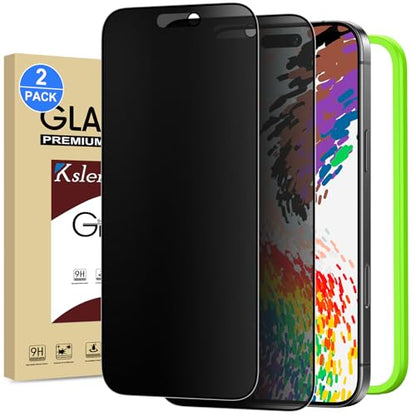2 Pack Matte Privacy Screen Protector for iPhone 17 Pro 6.3-inch with Installation Frame, Full Coverage Anti-Spy Anti-Glare 9H Tempered Glass Film, Case Friendly - size: iPhone 17 Pro-6.3 Inch