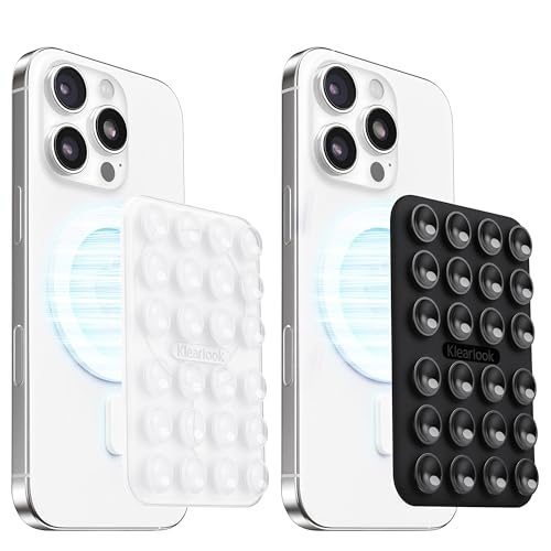 Klearlook 2Pack Magnetic Suction Phone Mount for MagSafe Case, Transparent & Black - color: Transpatent & Black