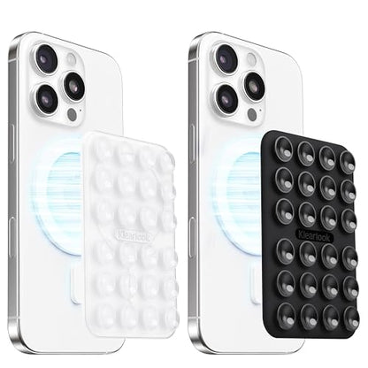 Klearlook 2Pack Magnetic Suction Phone Mount for MagSafe Case, Transparent & Black - color: Transpatent & Black