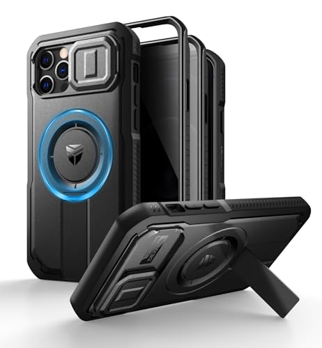Dexnor for iPhone 12/iPhone 12 Pro Case with Slide Camera Cover & Adjustable Kickstand & Privacy Screen Protector, Compatible with MagSafe Rugged Bumper Case Magnetic Protective Cover 6.1 Inch,Black - color: Privacy Black, size: IPhone 12&12 Pro