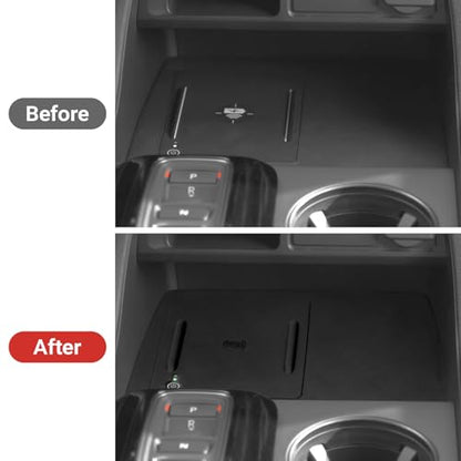 Wireless Charging Anti-Slip Mat Compatible with Honda 2023-2026 Pilot & 2026 Passport Accessories Wireless Charging Mat with Indicator Light Port Center Console Liner Black Silicone Material