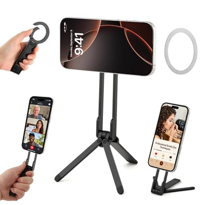 Foldable Magnetic Phone Tripod for Smartphone, Aluminum Alloy