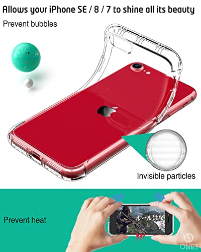 ONES for iPhone SE3 SE2 SE 8 7 Case Clear, Slim Soft TPU Silicone Cover, Military Drop Protective Thin Phone Bumper Case with Shockproof Airbags, Yellowing Resistant, Transparent - color: HD High Transparency, size: iPhone SE / 8 / 7