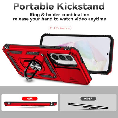 for Samsung Galaxy A36 5G Case with Slide Camera Cover HD Screen Protector [Military Grade 16ft. Drop Tested] Magnetic Ring Holder Kickstand Protective Phone Case for Galaxy A36 5G 2025, Red - color: Red w/ Slide Camera 2nd gen. Military Grade